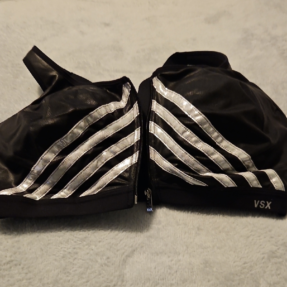 VSX Black Sports Bra with Silver Accents